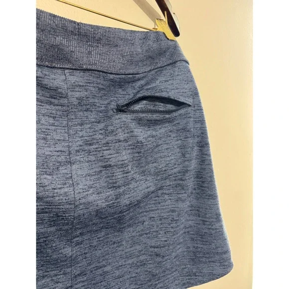Athleta Blue Space Dye Heathered Athletic Skirt XL Drawstring Back Zip Pocket - Picture 5 of 7